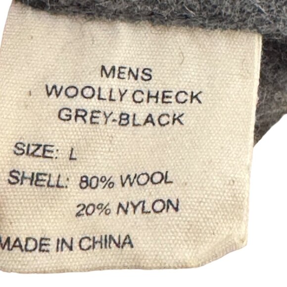 Woolly Dry Goods Mens Buffalo Check Washable Wool Shirt Jacket L Black Gray - Picture 7 of 8